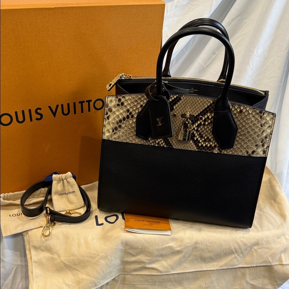 Louis Vuitton Black Cowhide & Python Exotic Tote Bag – Limited Edition